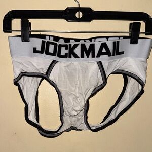 Jockmail Men's White Brief with Black Trim - Supportive Athletic Fit